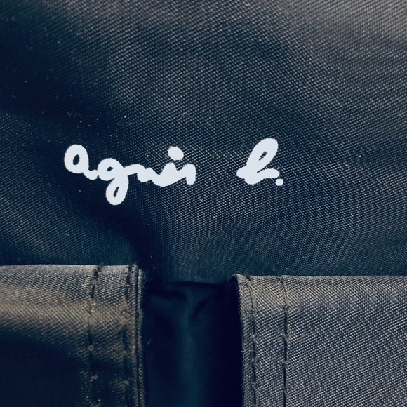 Agnes B. Bags Agnes B Large Black Handbag Nylon Zip Top 2 Front